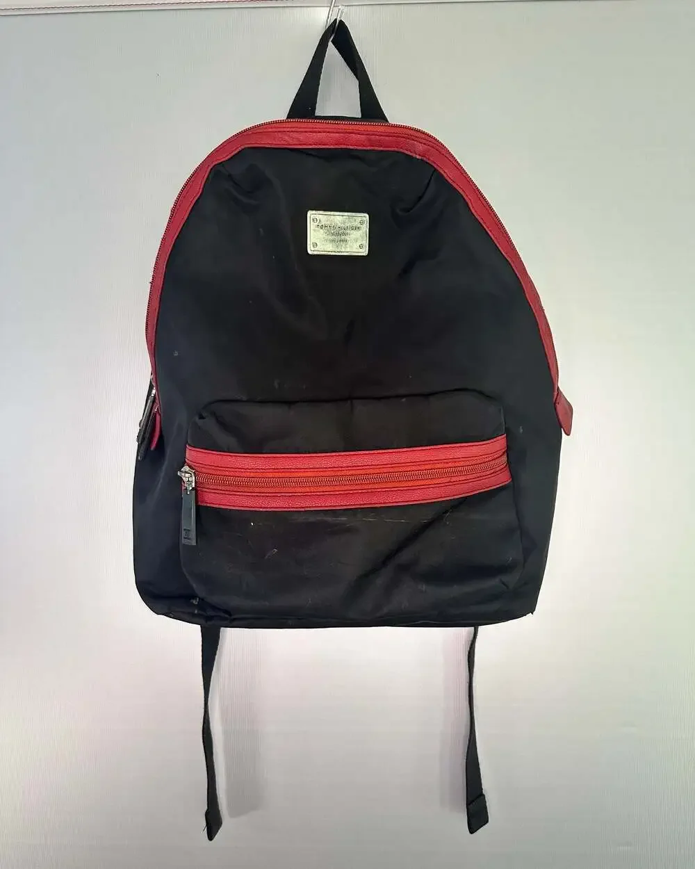 Tommy Hilfiger Black and Red Nylon Backpack